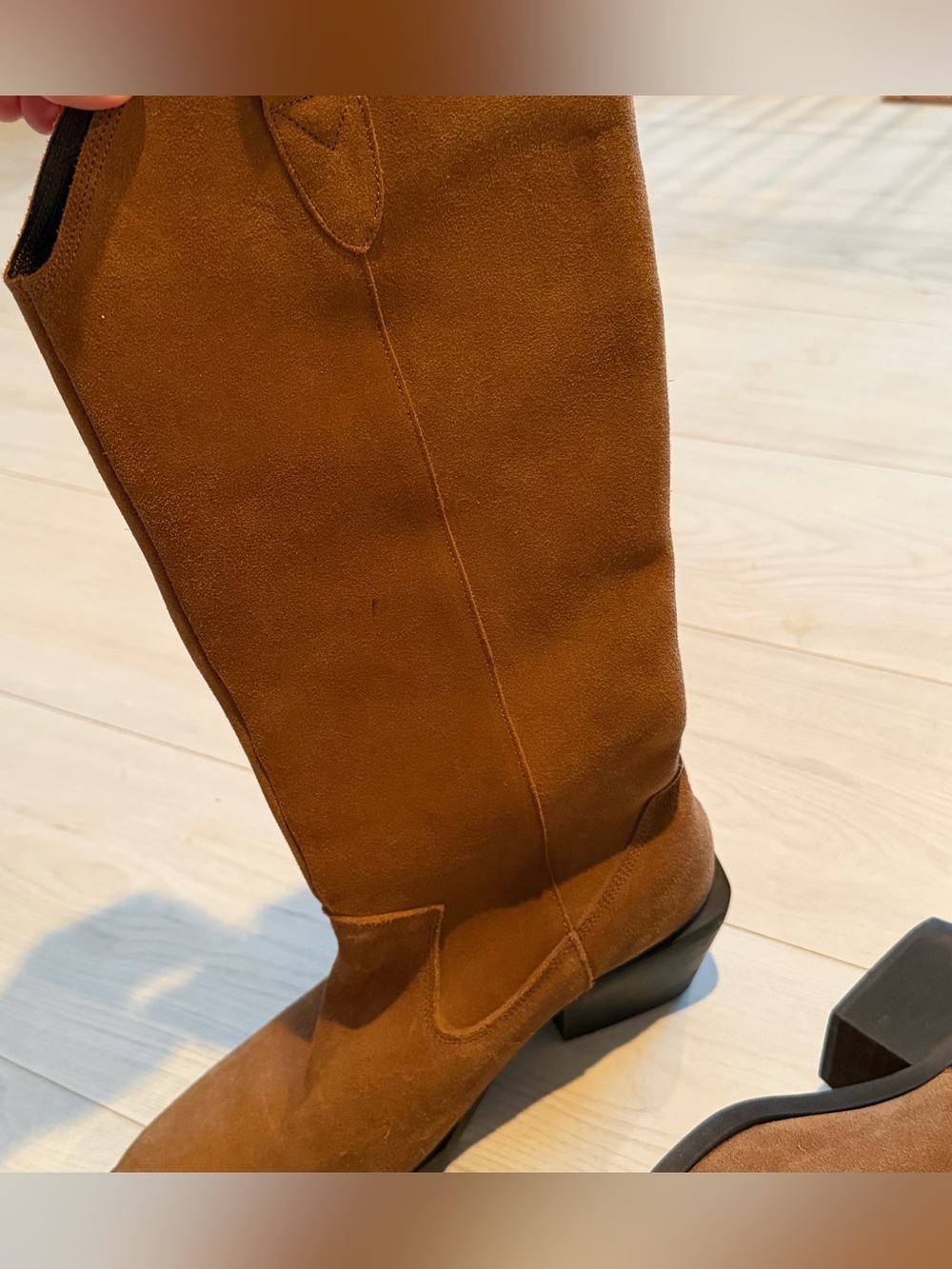 Bianco Tan Suede Mid-Calf Heeled Boots 41 - Picture 4 of 8
